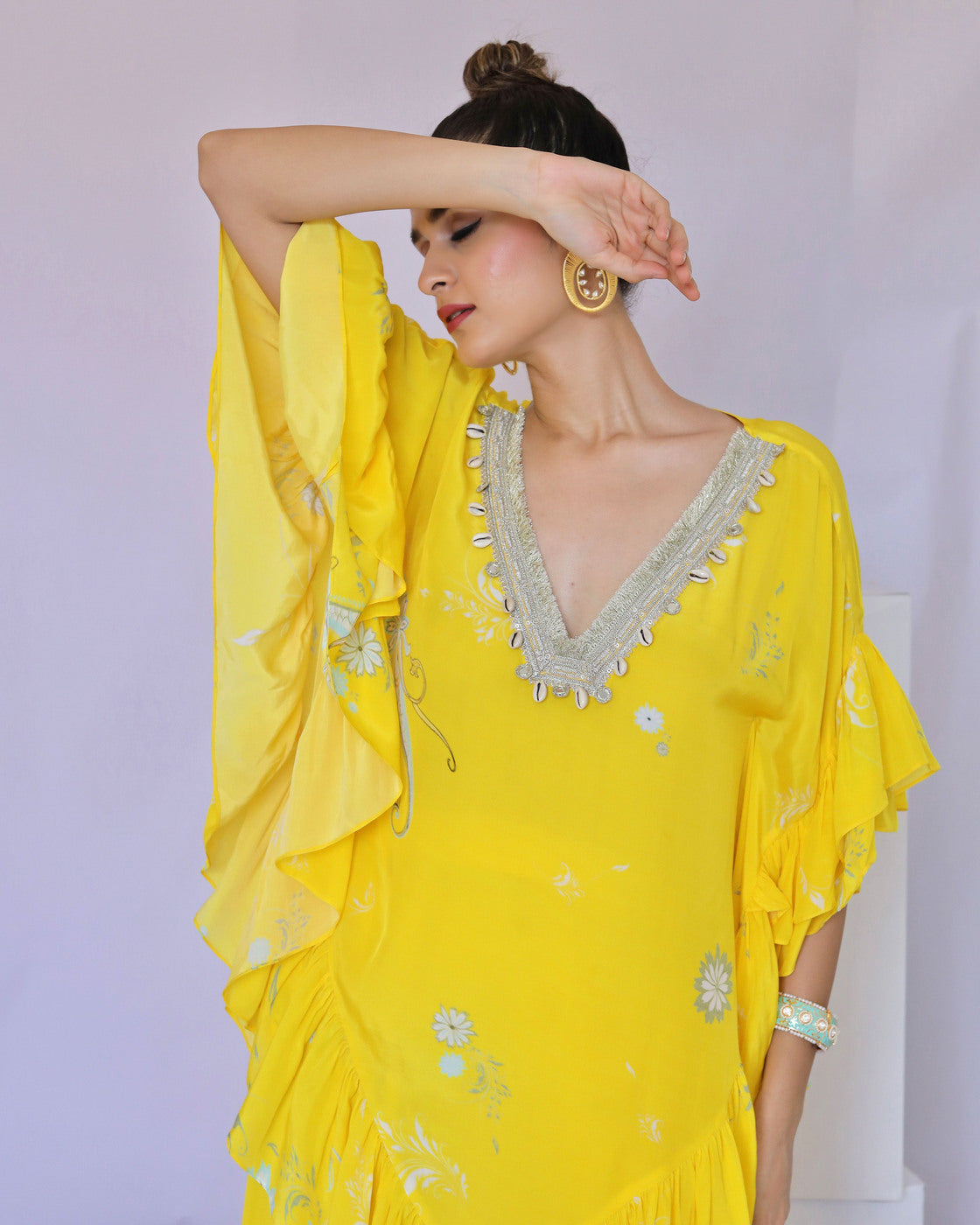 Yellow Printed Cowrie Co-ordset (Offer)