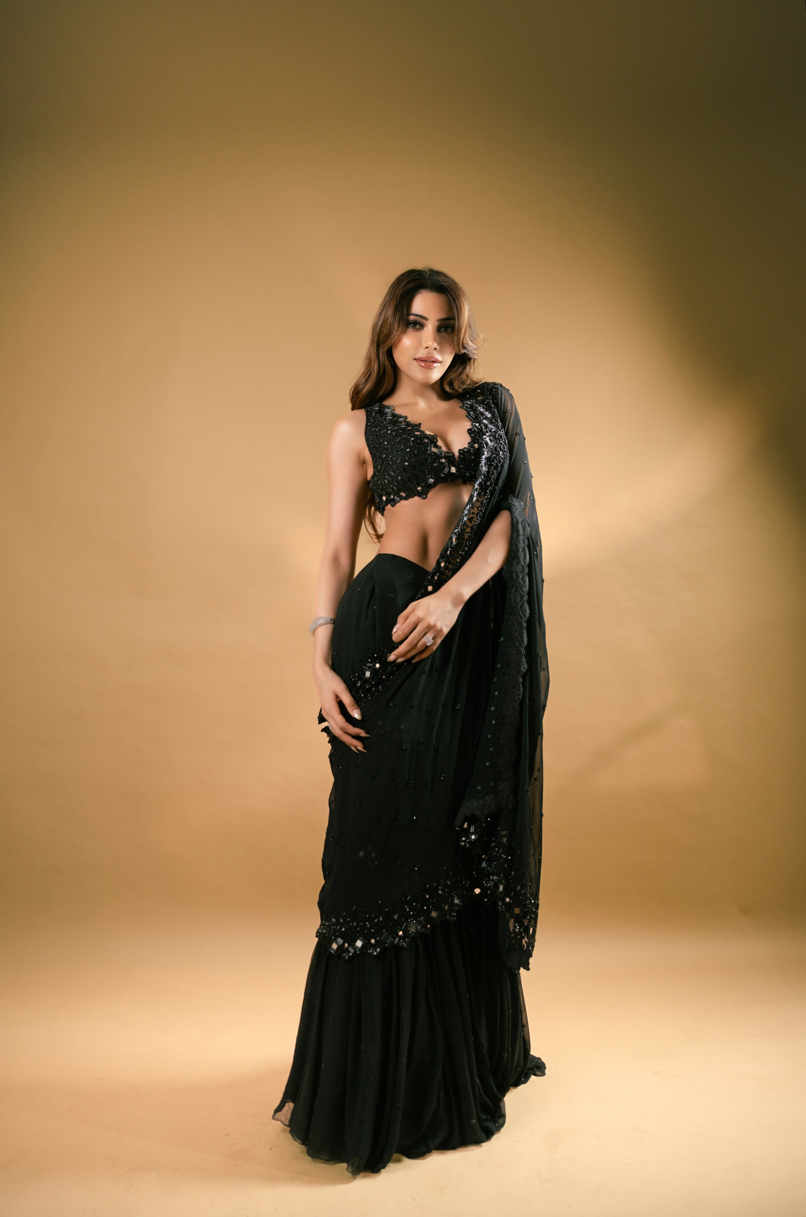 Black Embroidered Mumtaz Saree Set