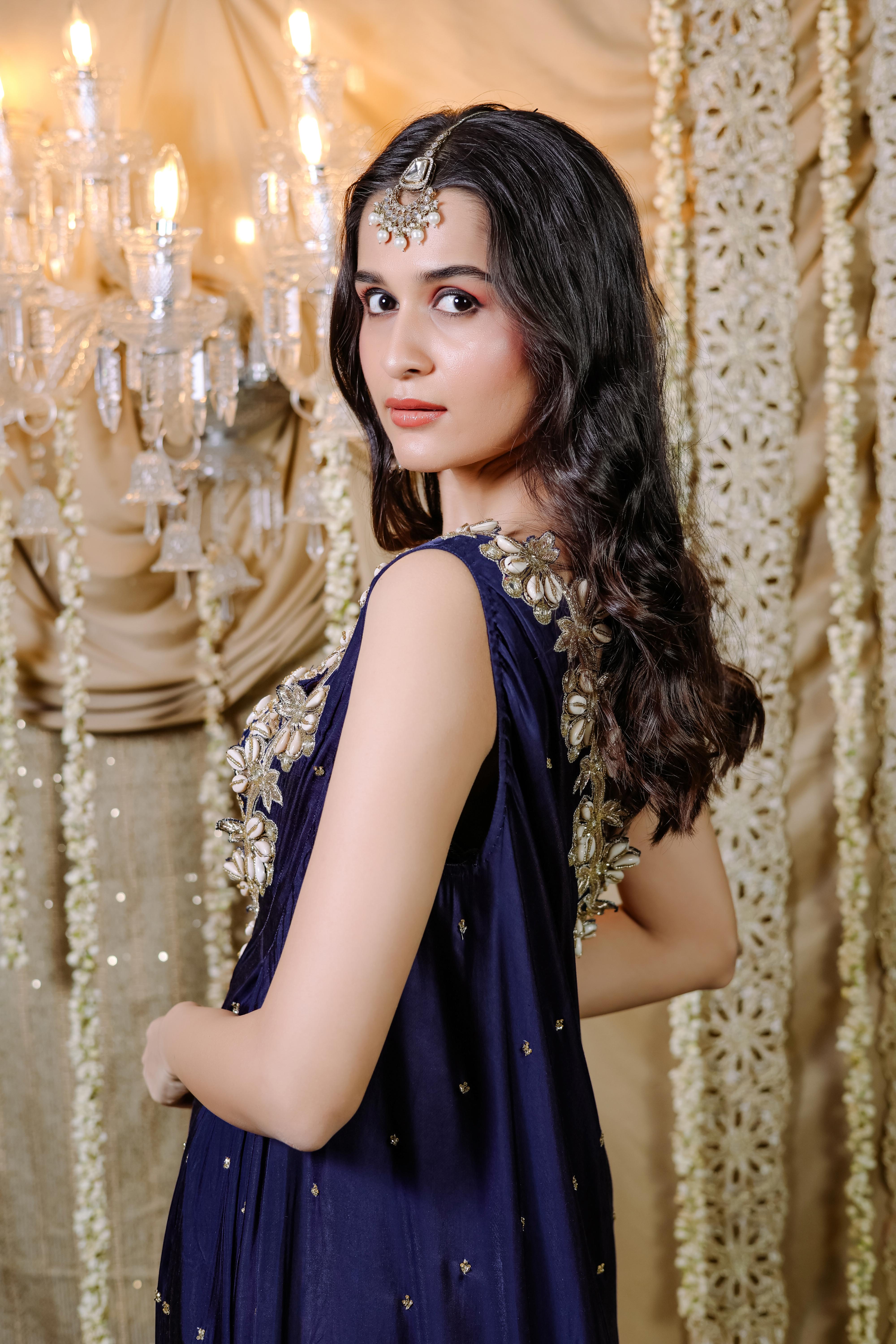 Persian Blue  mirror and Cowrie Embroidered Cape Set