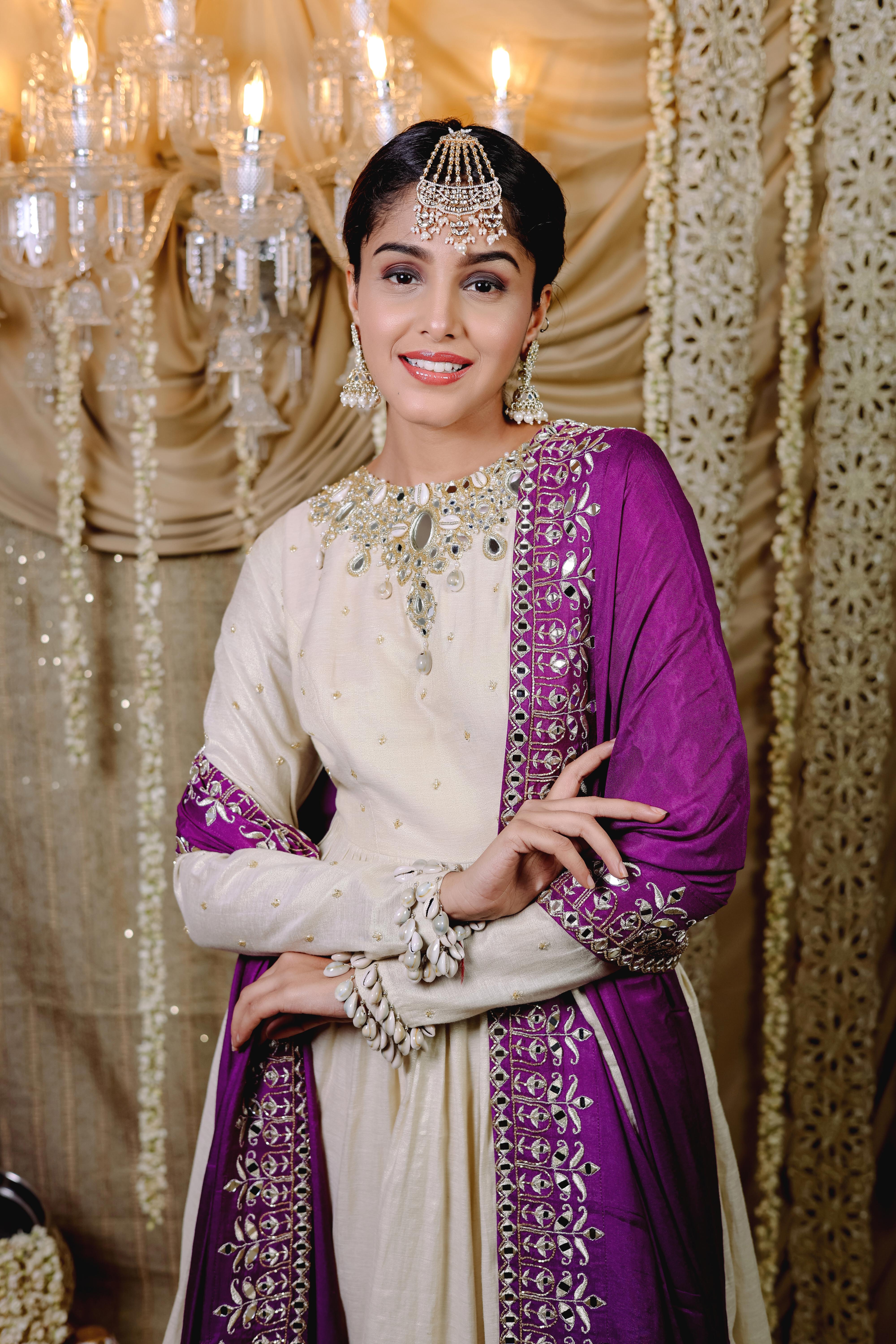 Ivory Embroidered Anarkali Dupatta Set