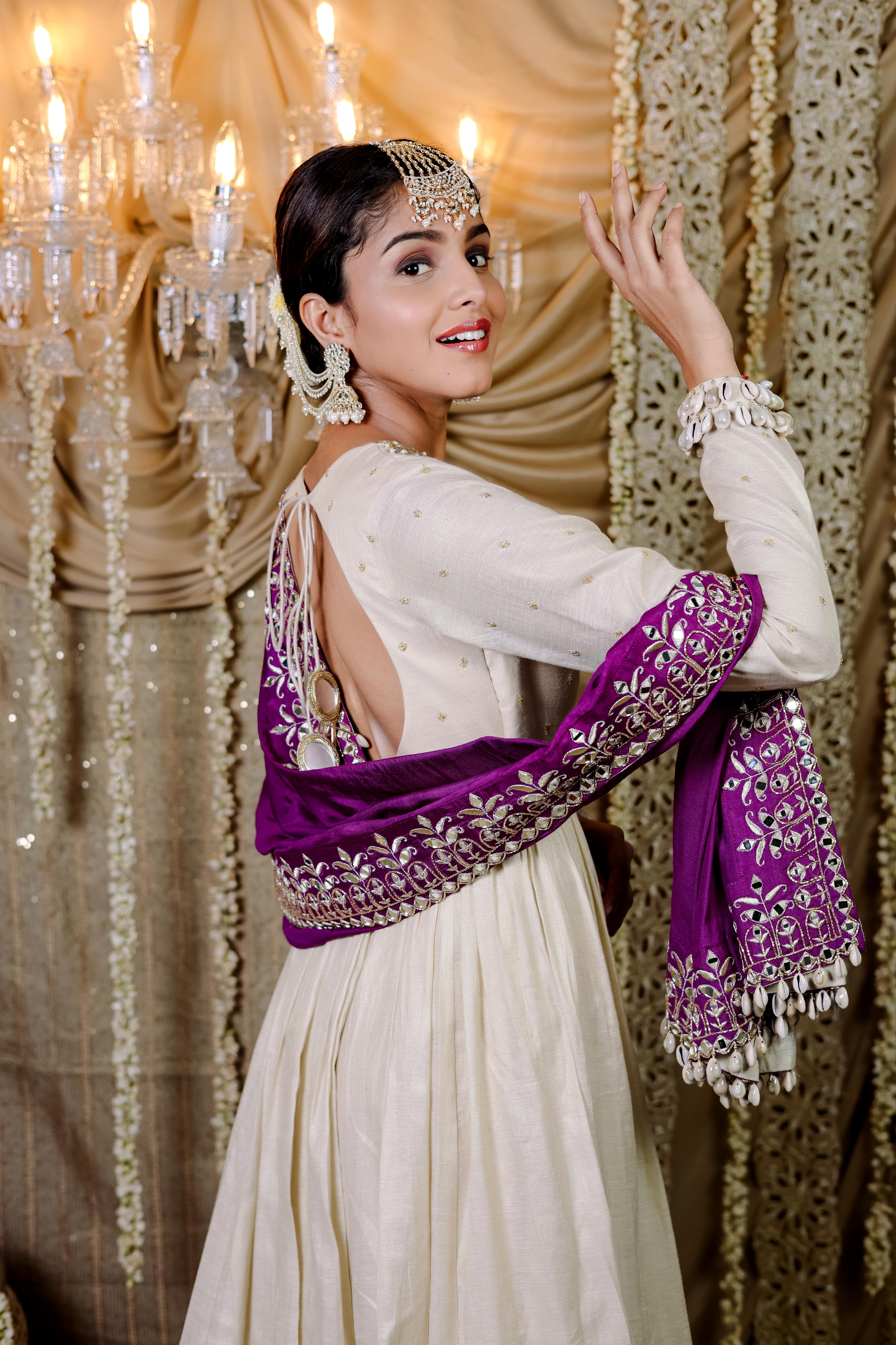 Ivory Embroidered Anarkali Dupatta Set