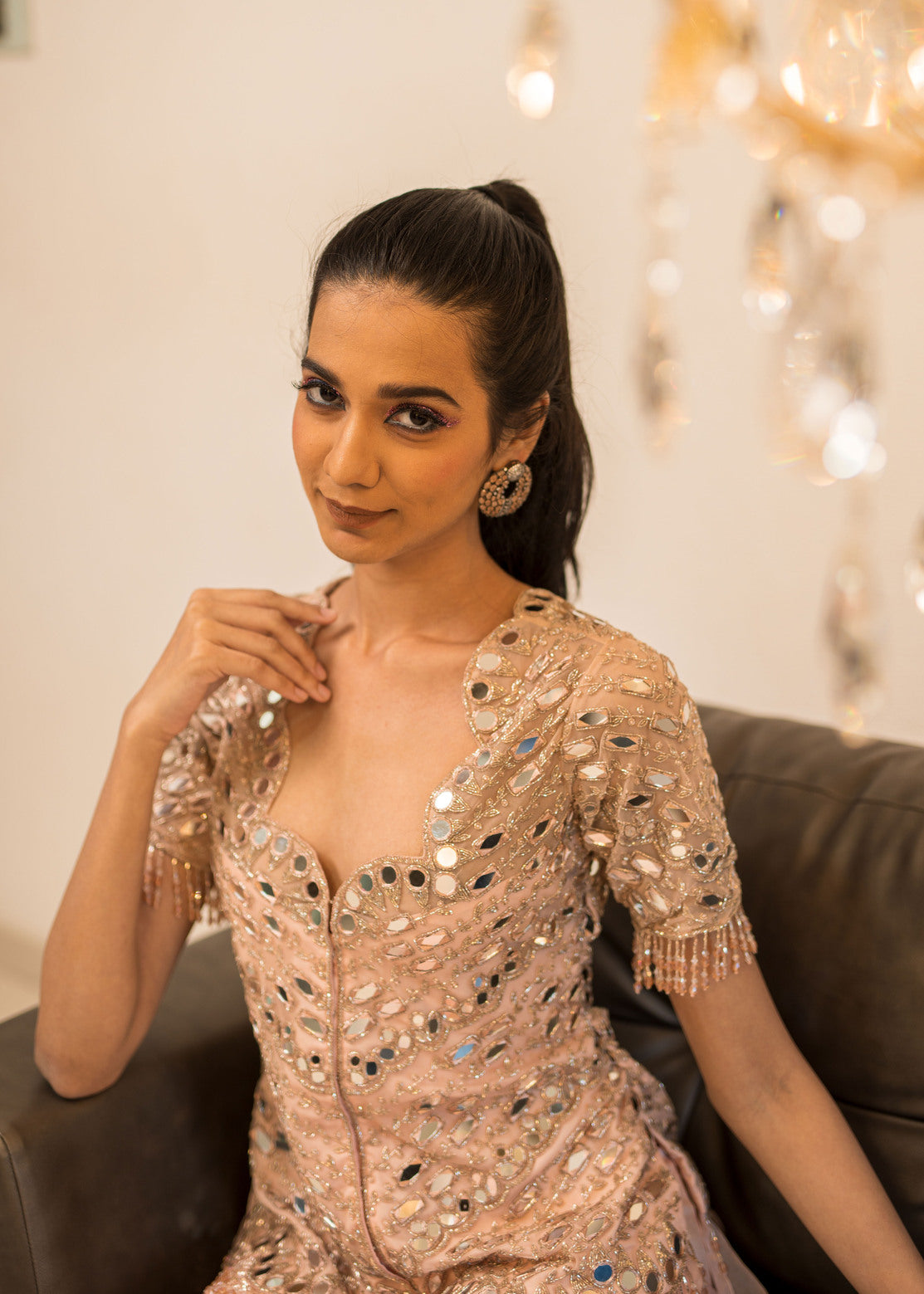 Peach Heavy Top and Plazo