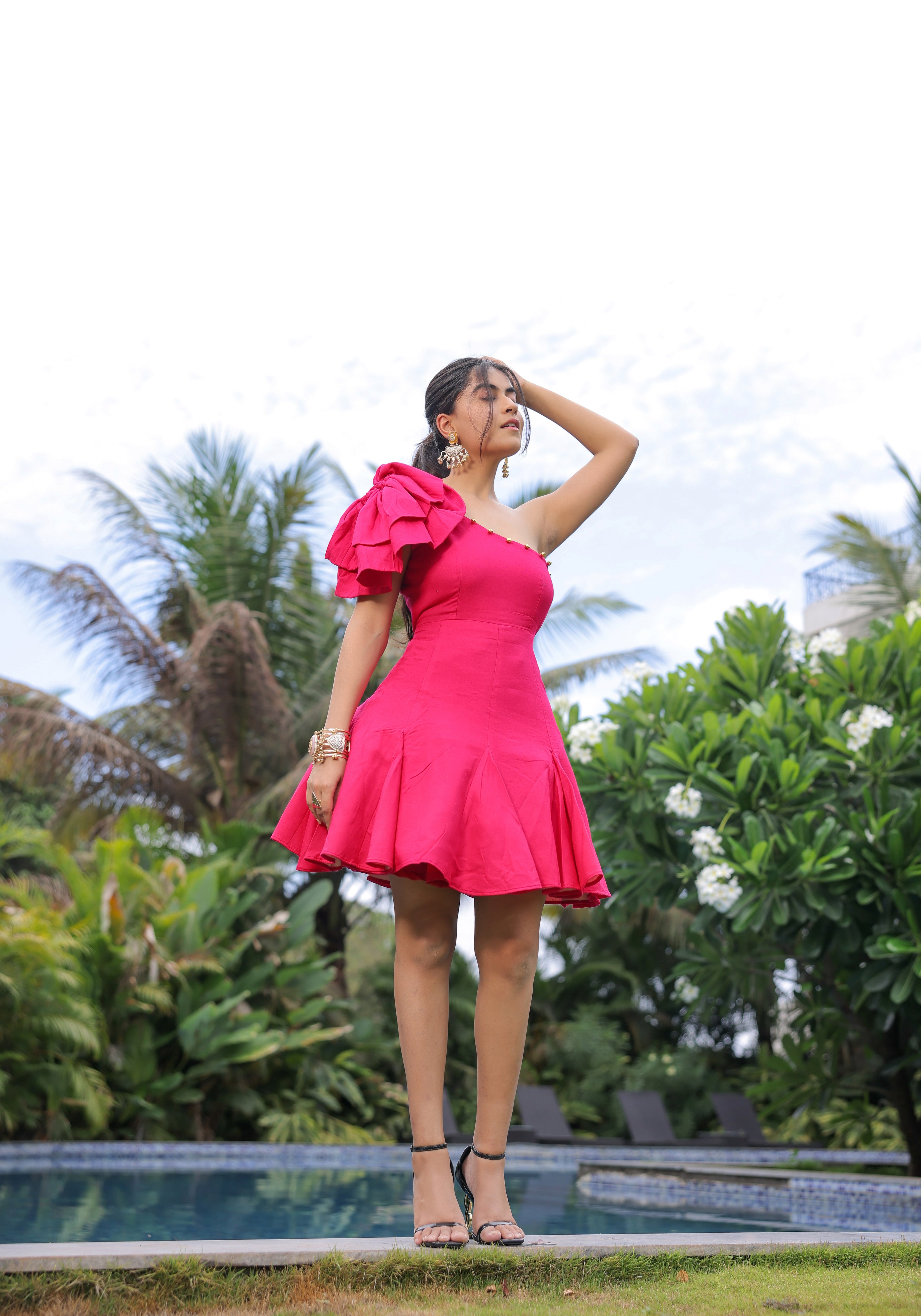 Pink One Shoulder Dress