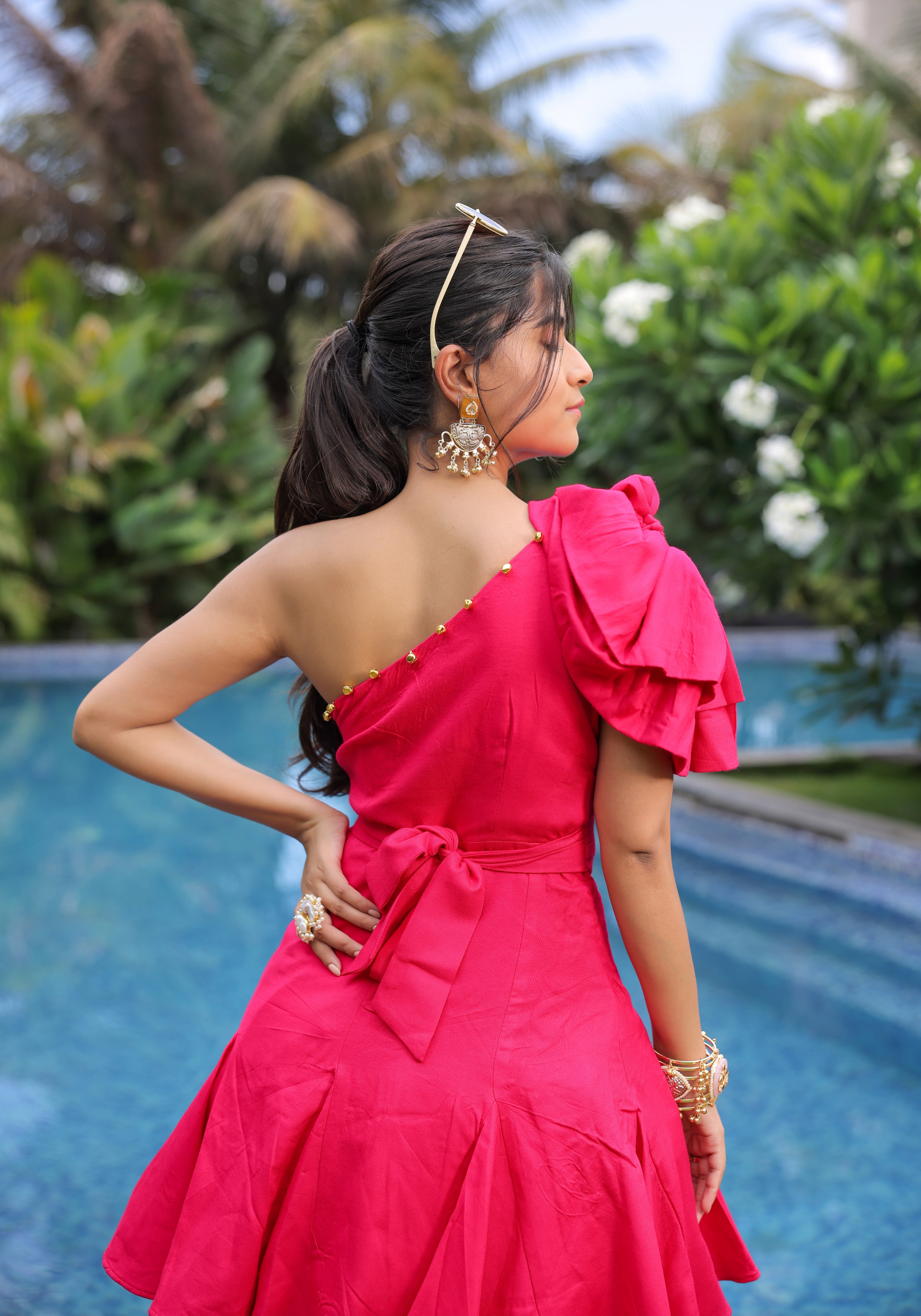 Pink One Shoulder Dress