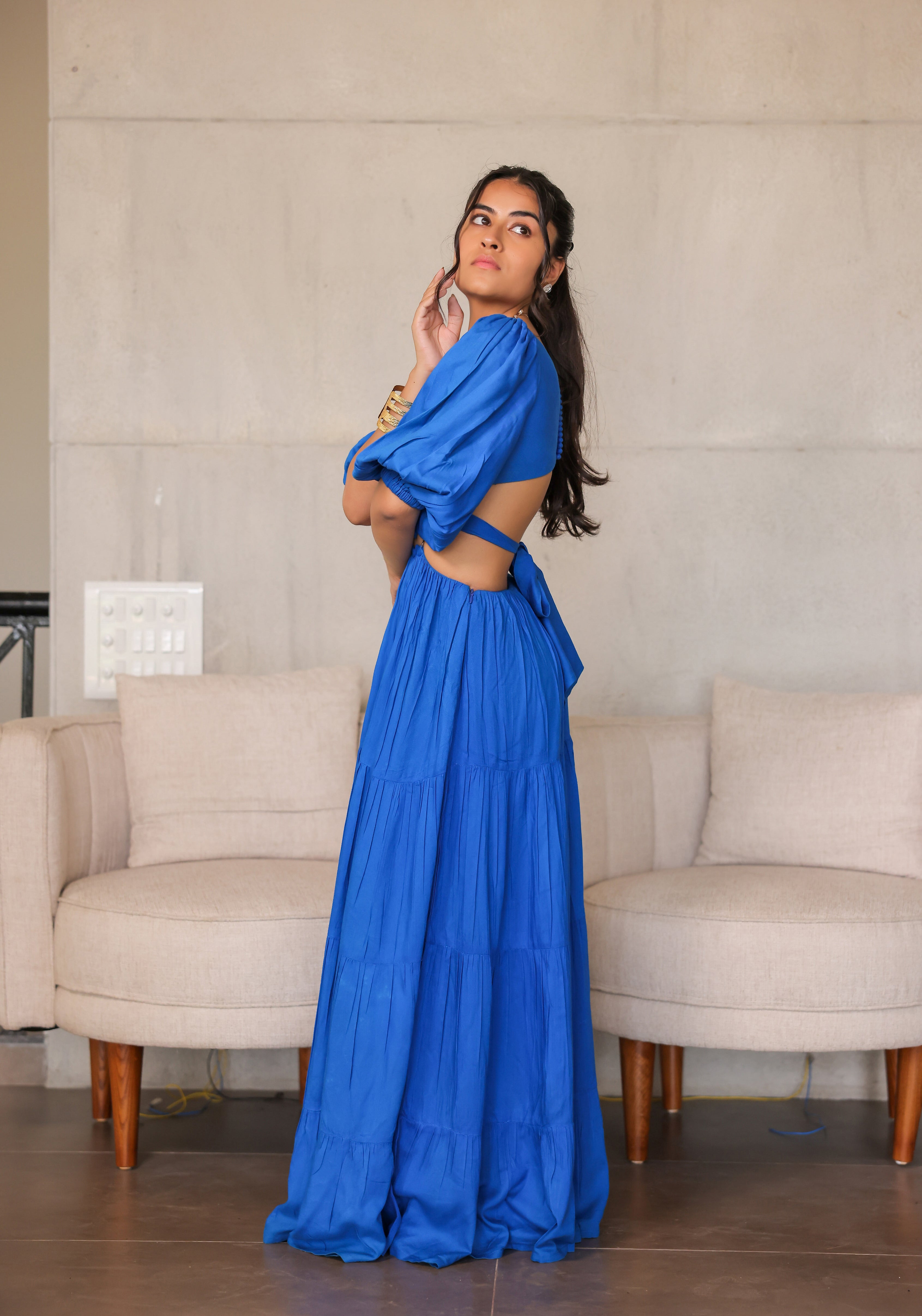 Electirc Blue Tiered Maxi Dress
