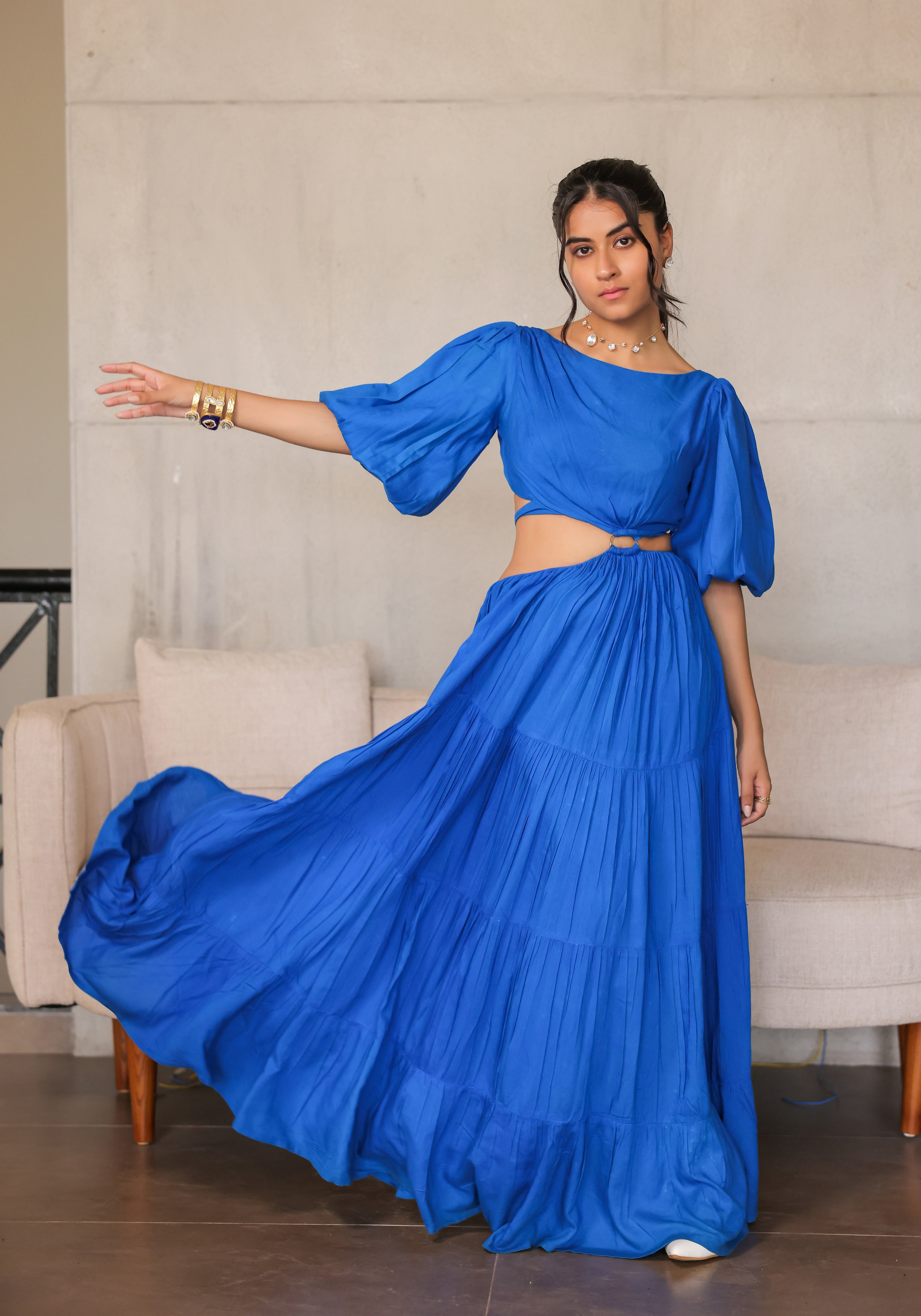 Electirc Blue Tiered Maxi Dress