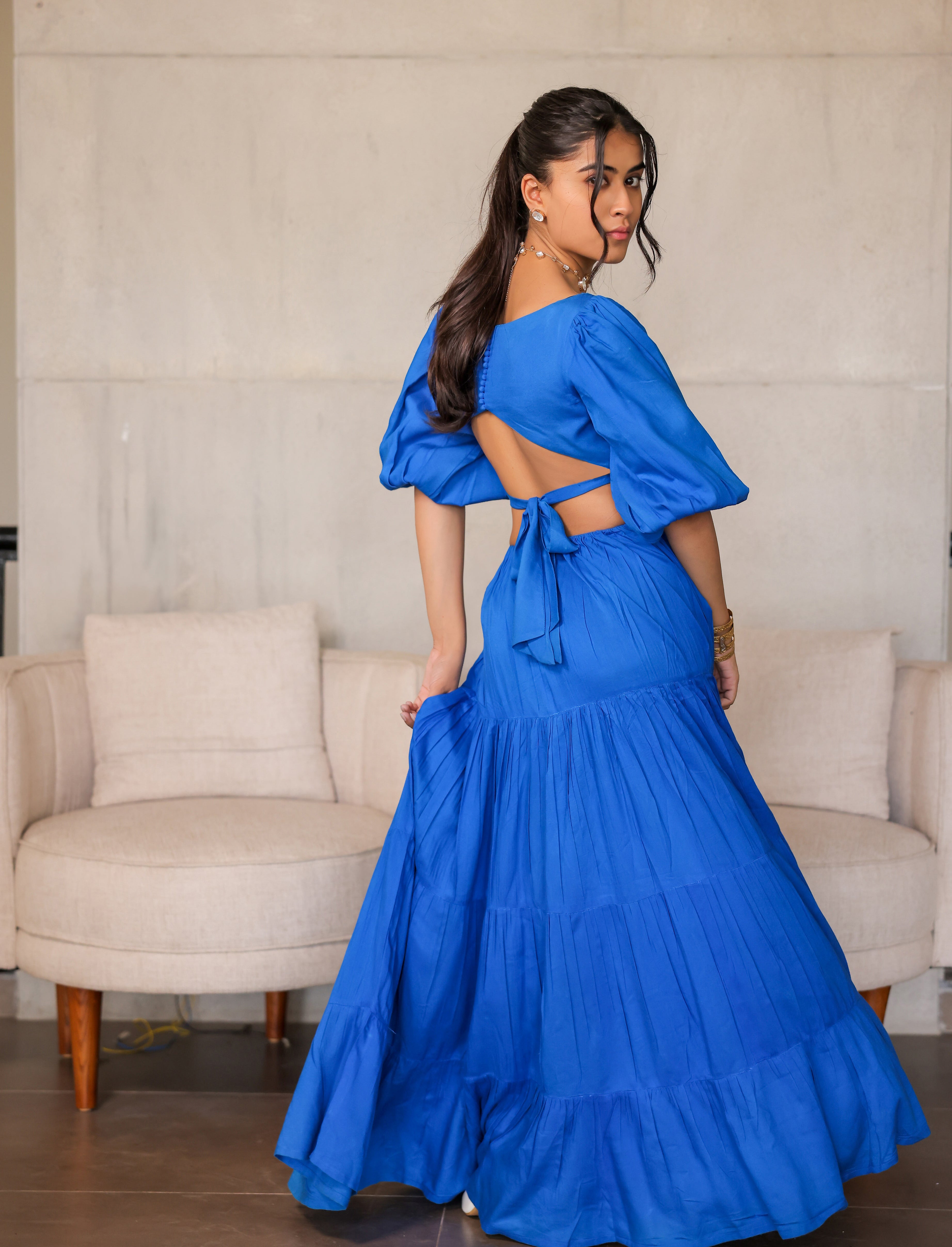 Electirc Blue Tiered Maxi Dress