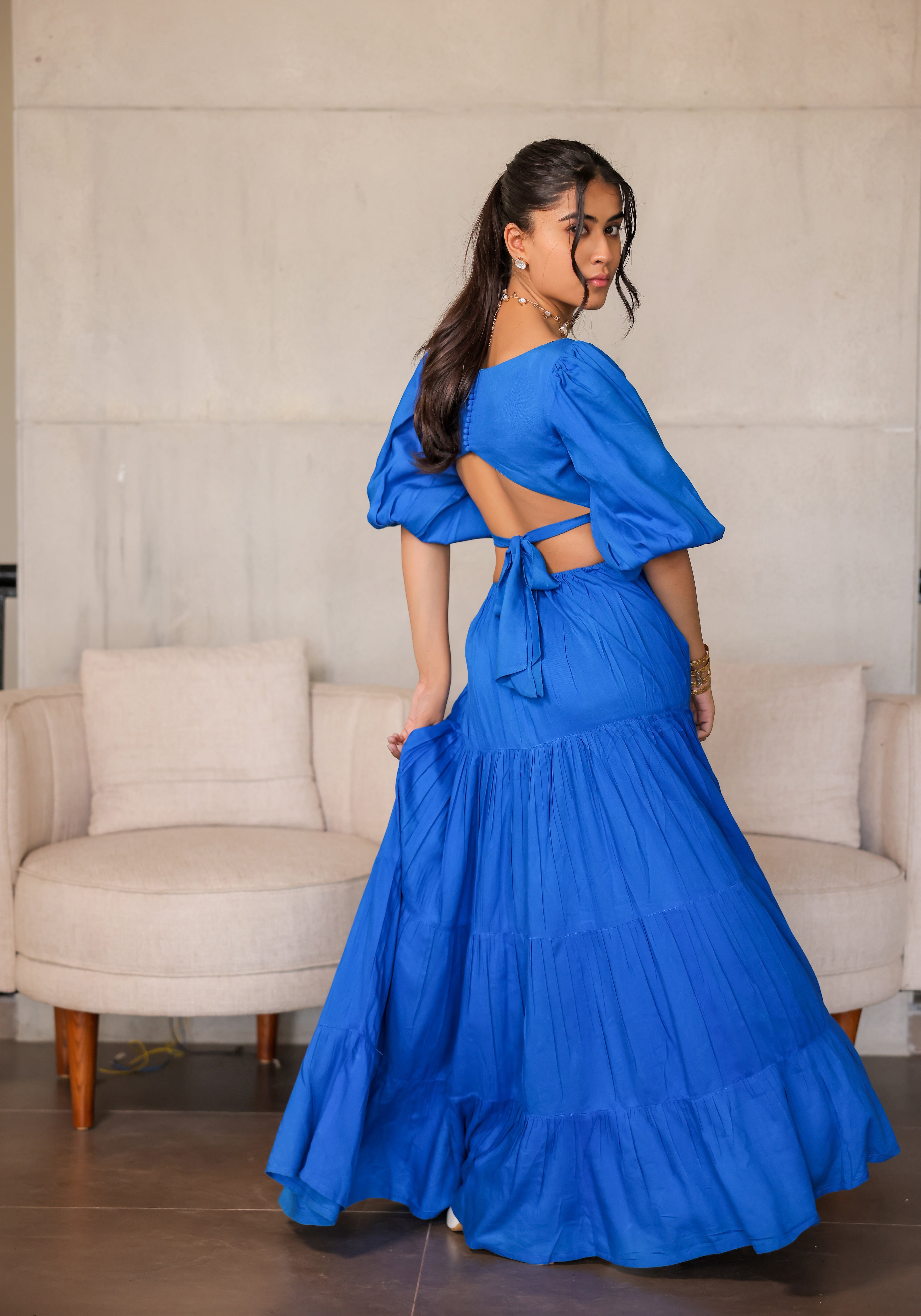 Electirc Blue Tiered Maxi Dress