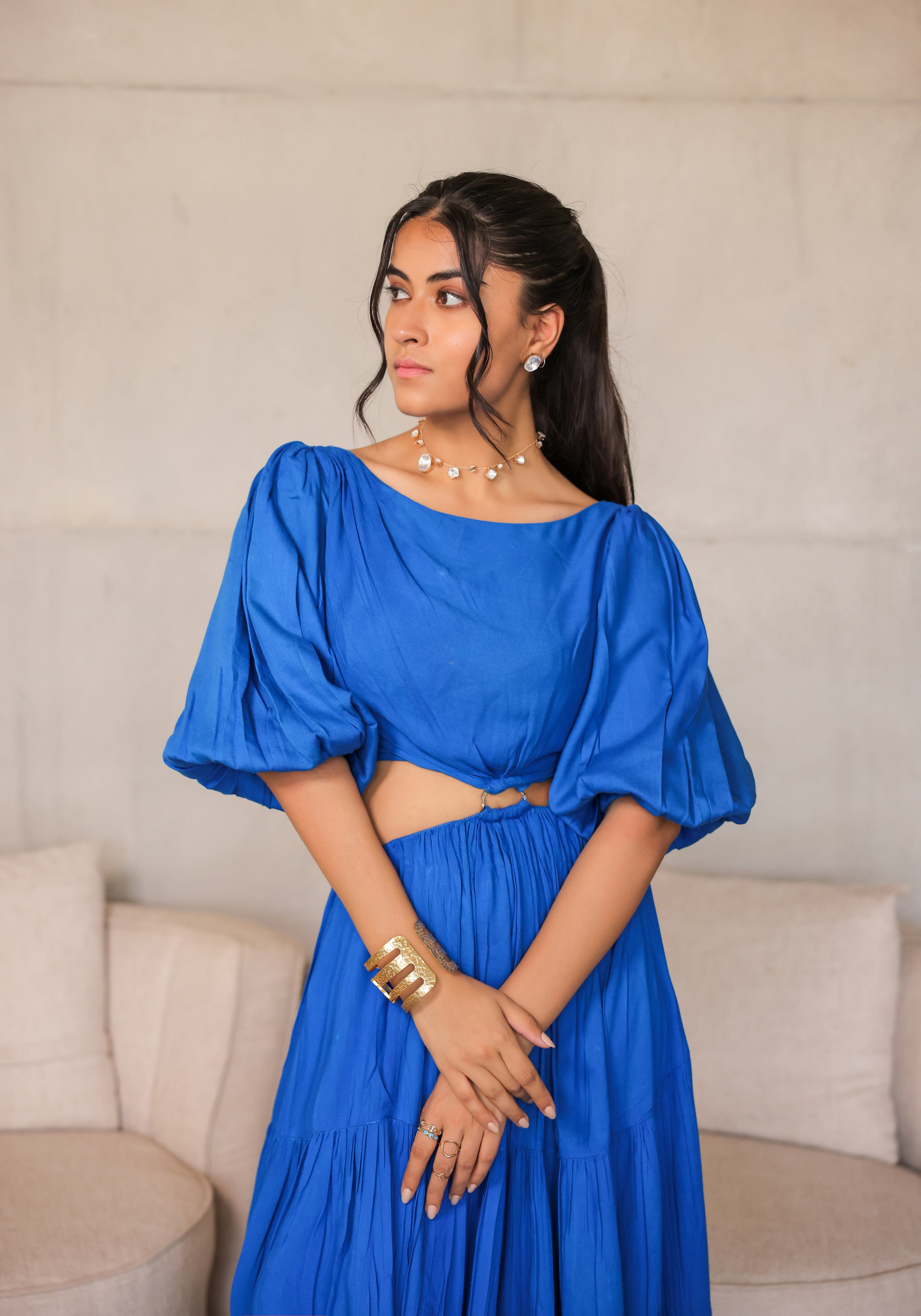 Electirc Blue Tiered Maxi Dress