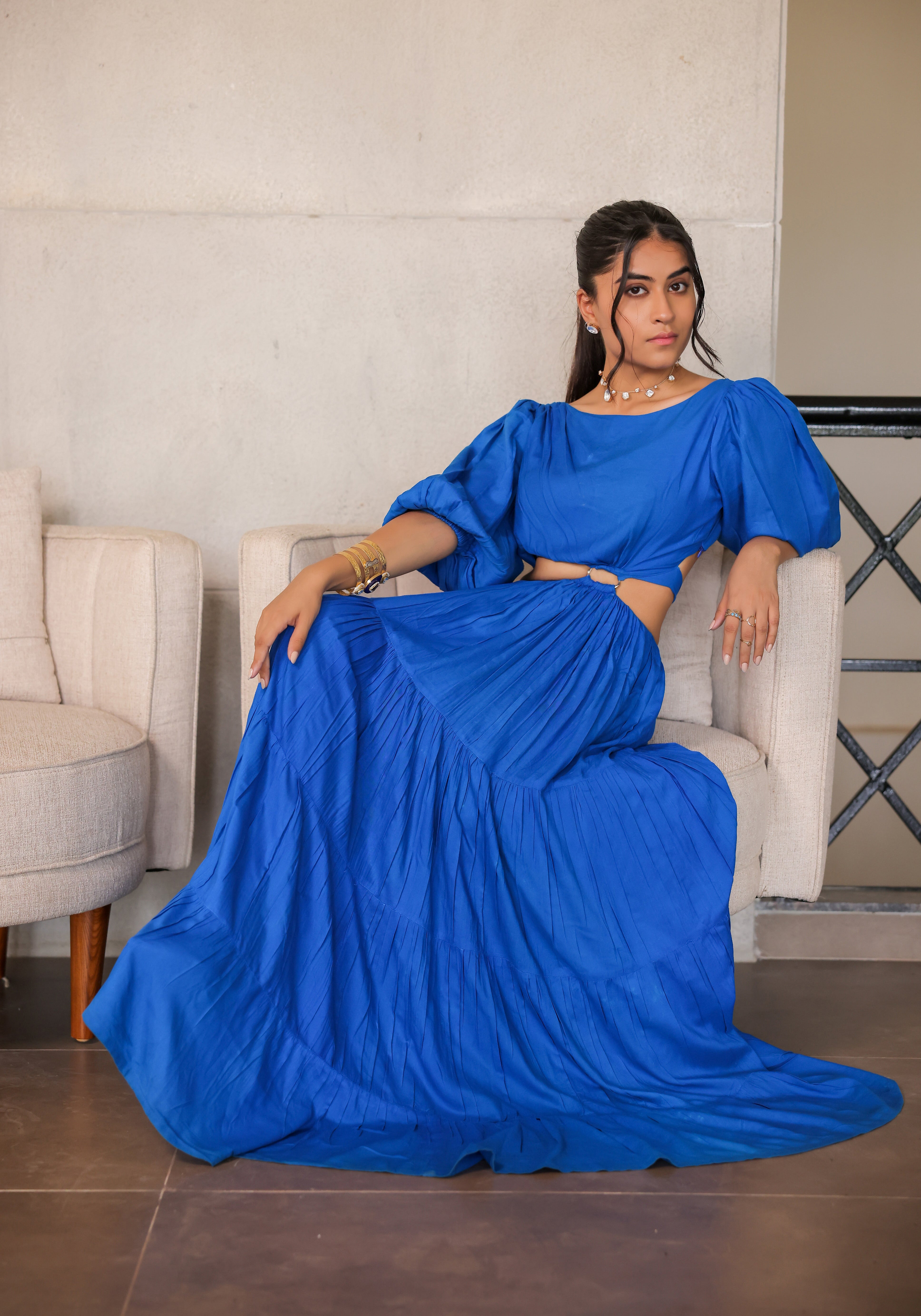 Electirc Blue Tiered Maxi Dress