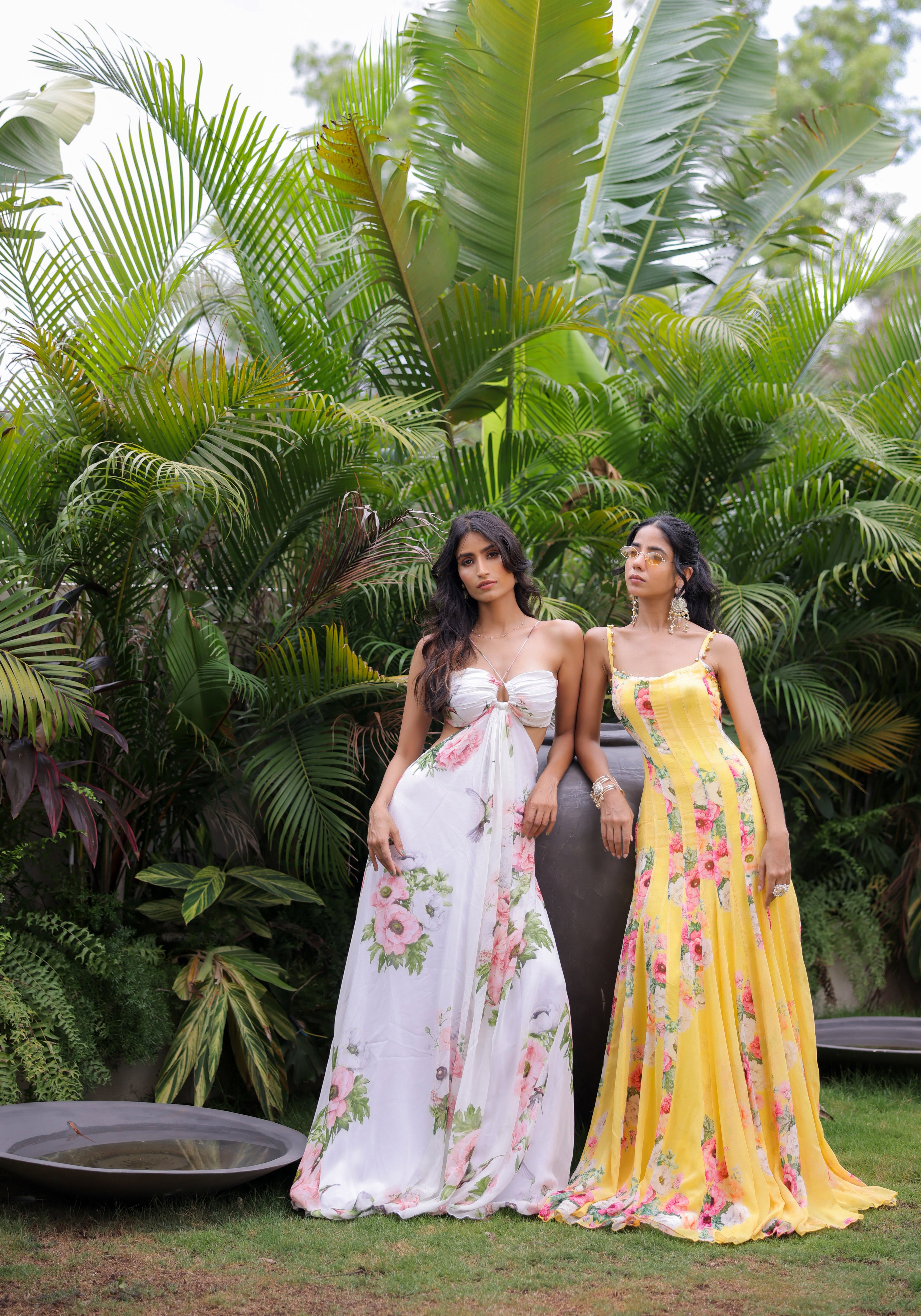 White Floral Printed Maxi Dress