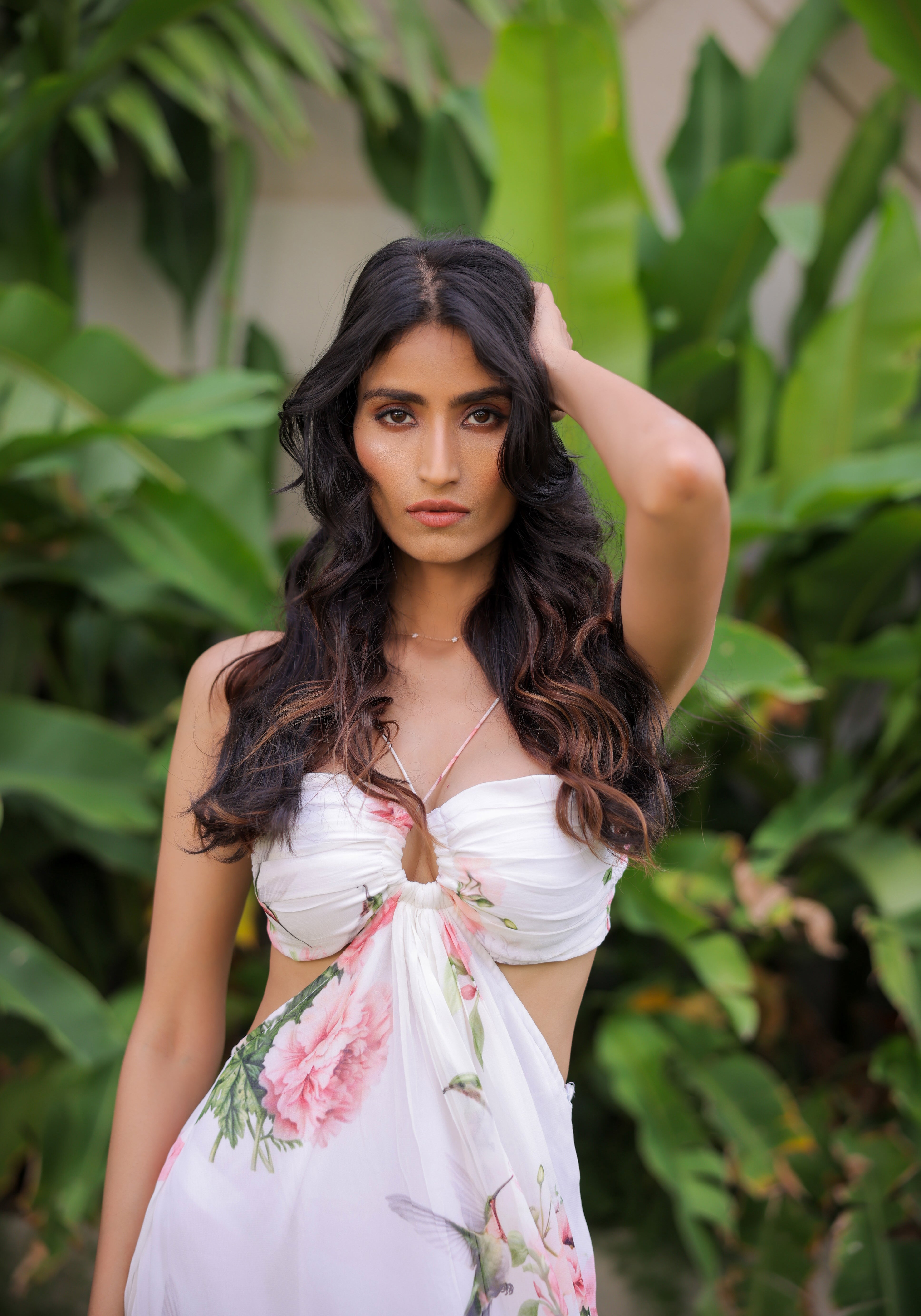 White Floral Printed Maxi Dress