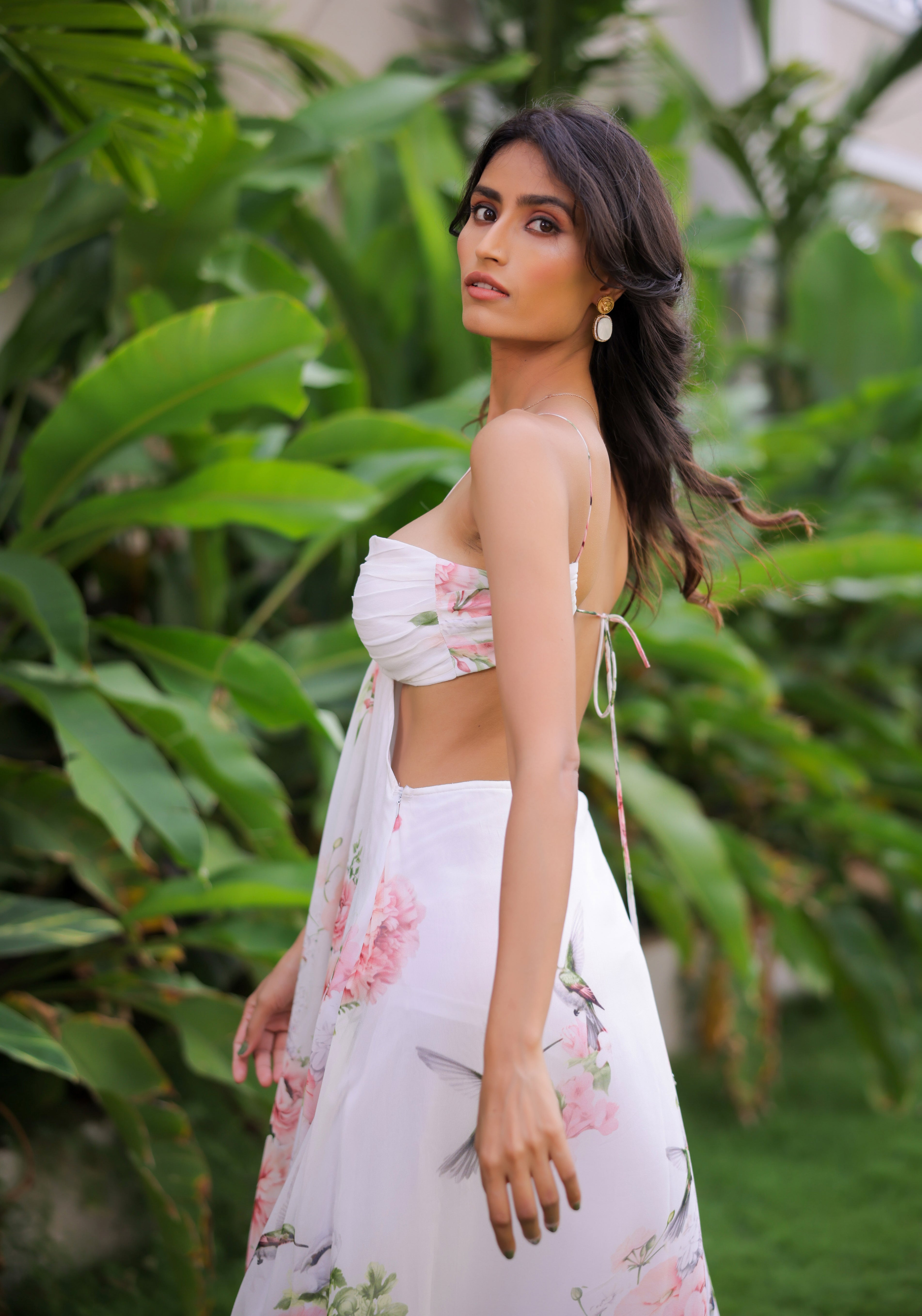 White Floral Printed Maxi Dress