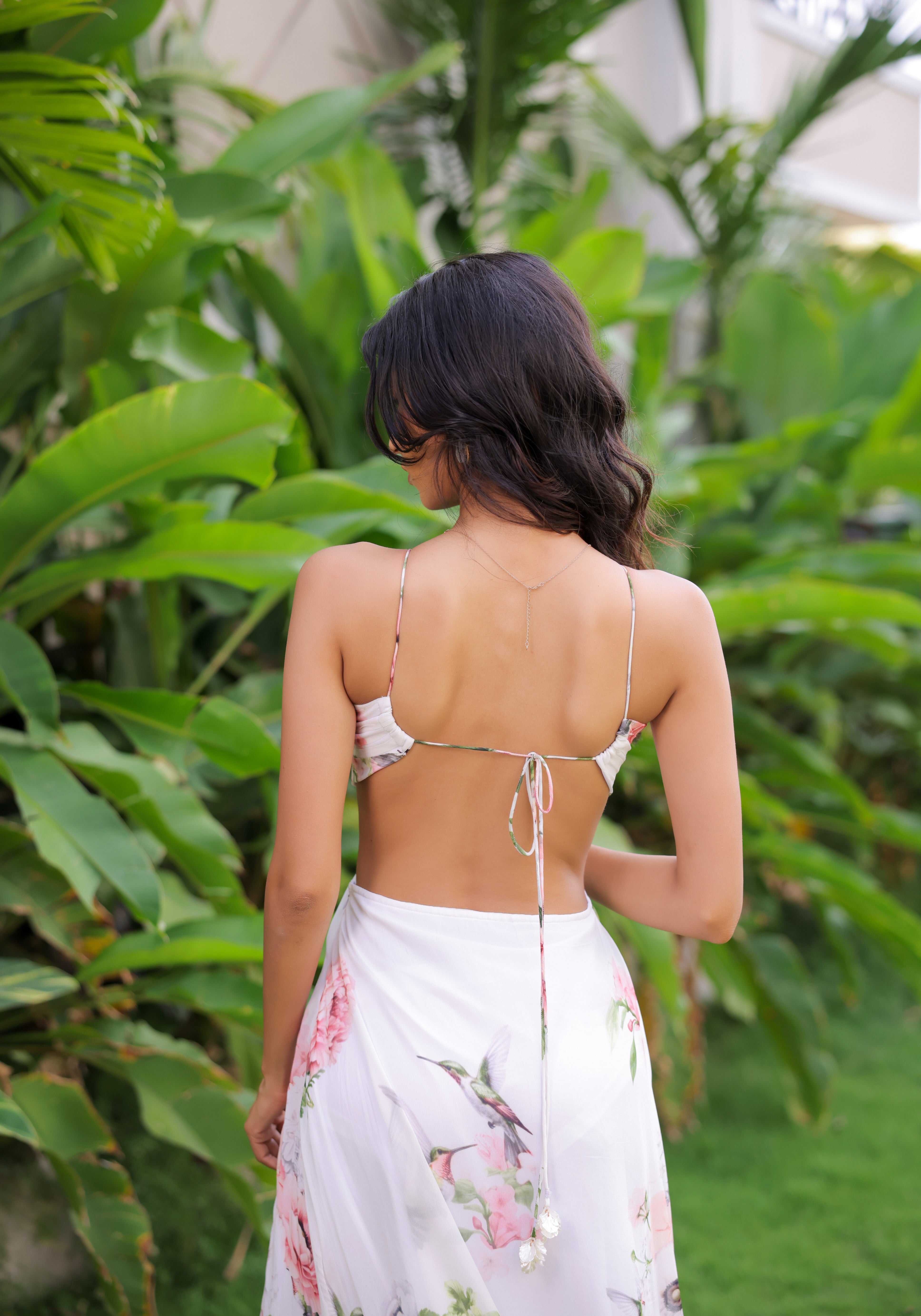 White Floral Printed Maxi Dress