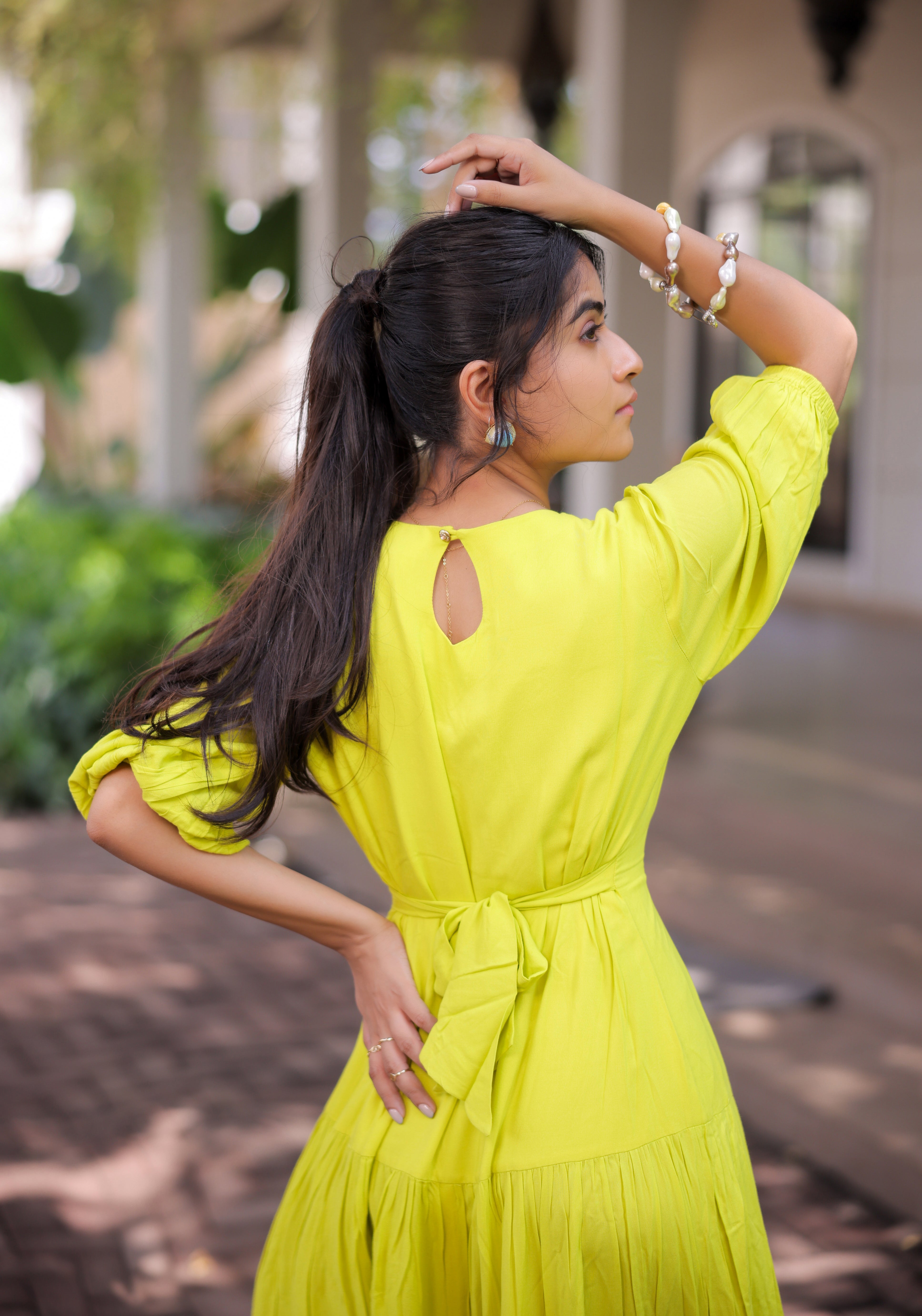Lime Green Tiered Maxi Dress