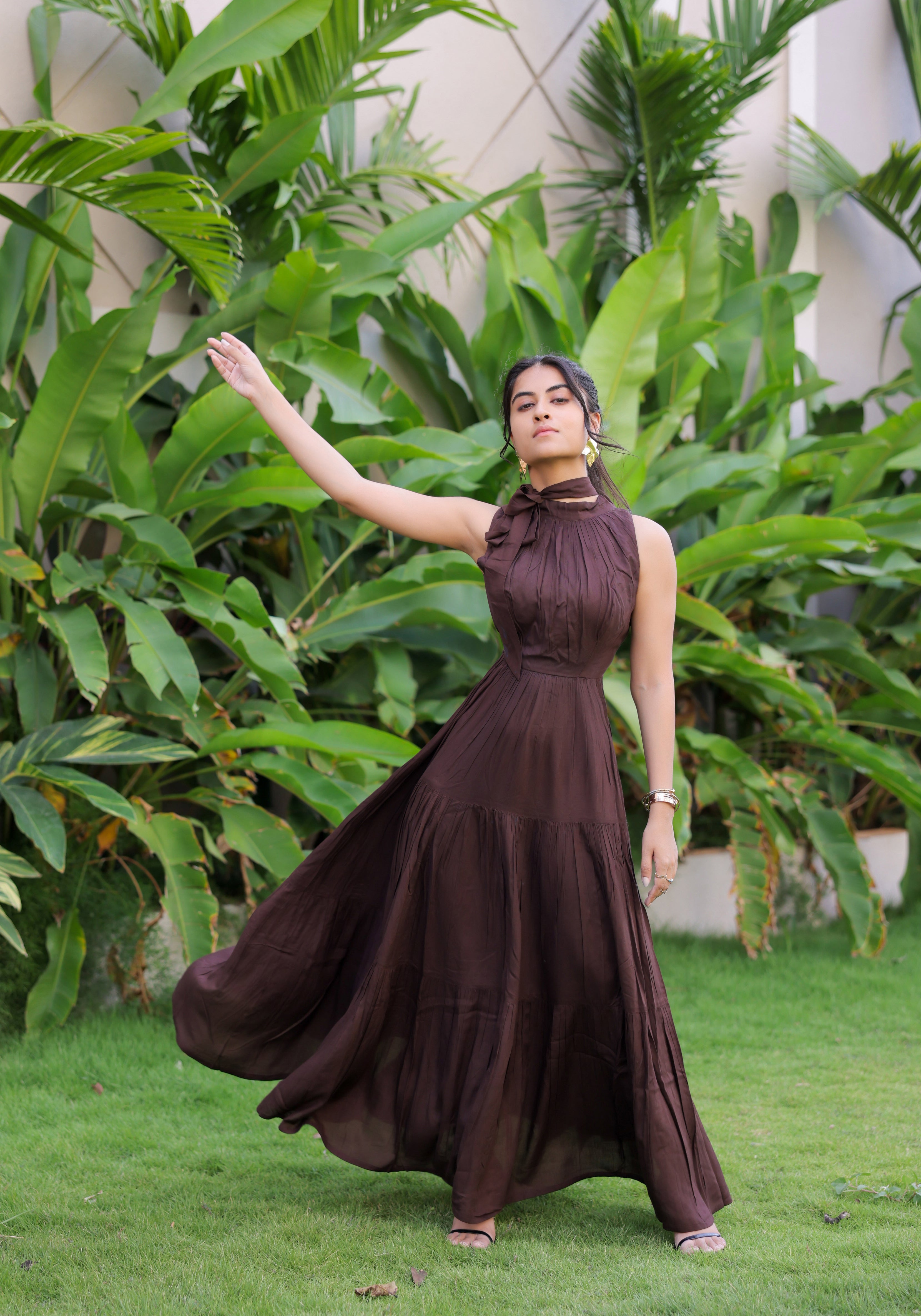 Dark Brown Tiered Maxi Dress