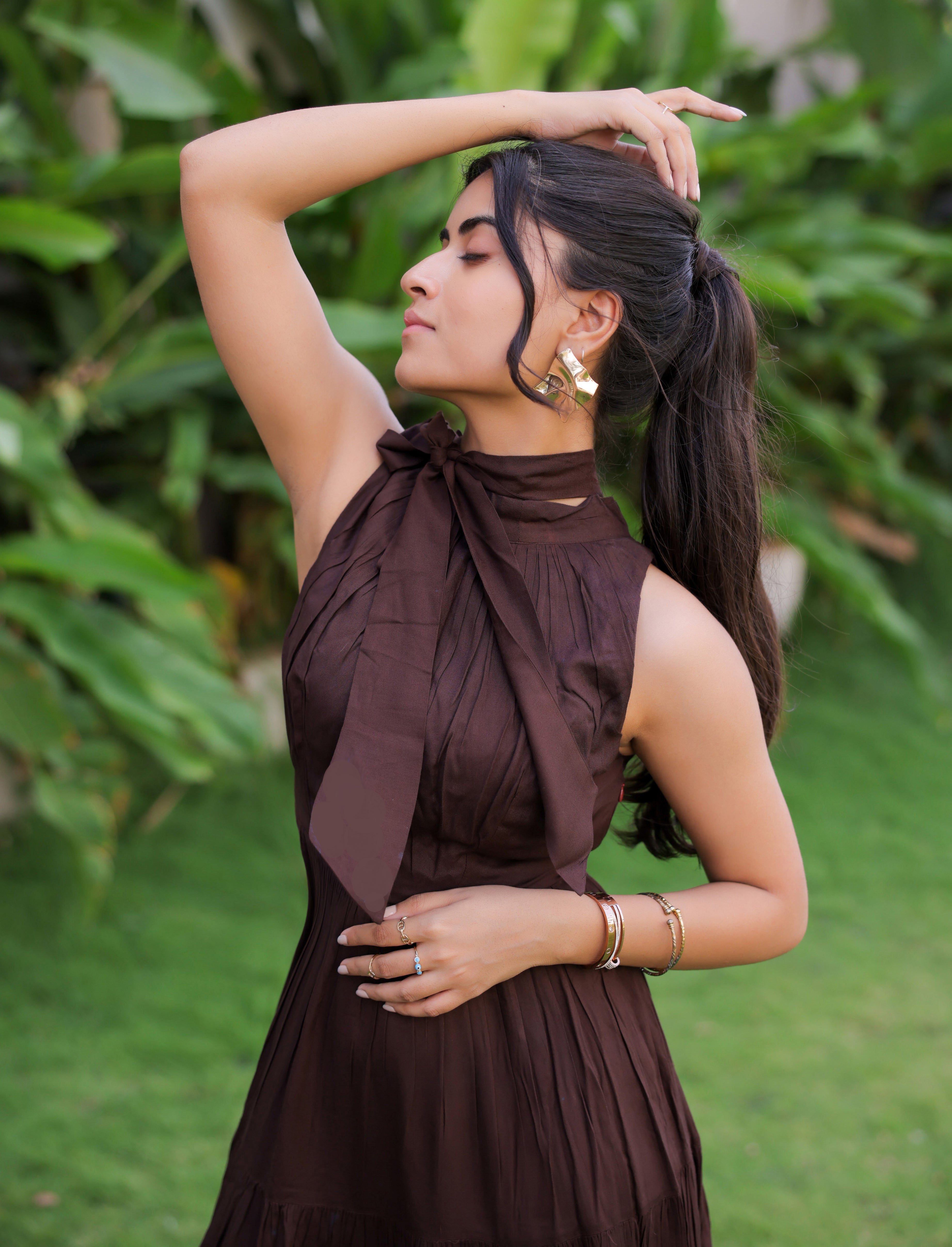 Dark Brown Tiered Maxi Dress