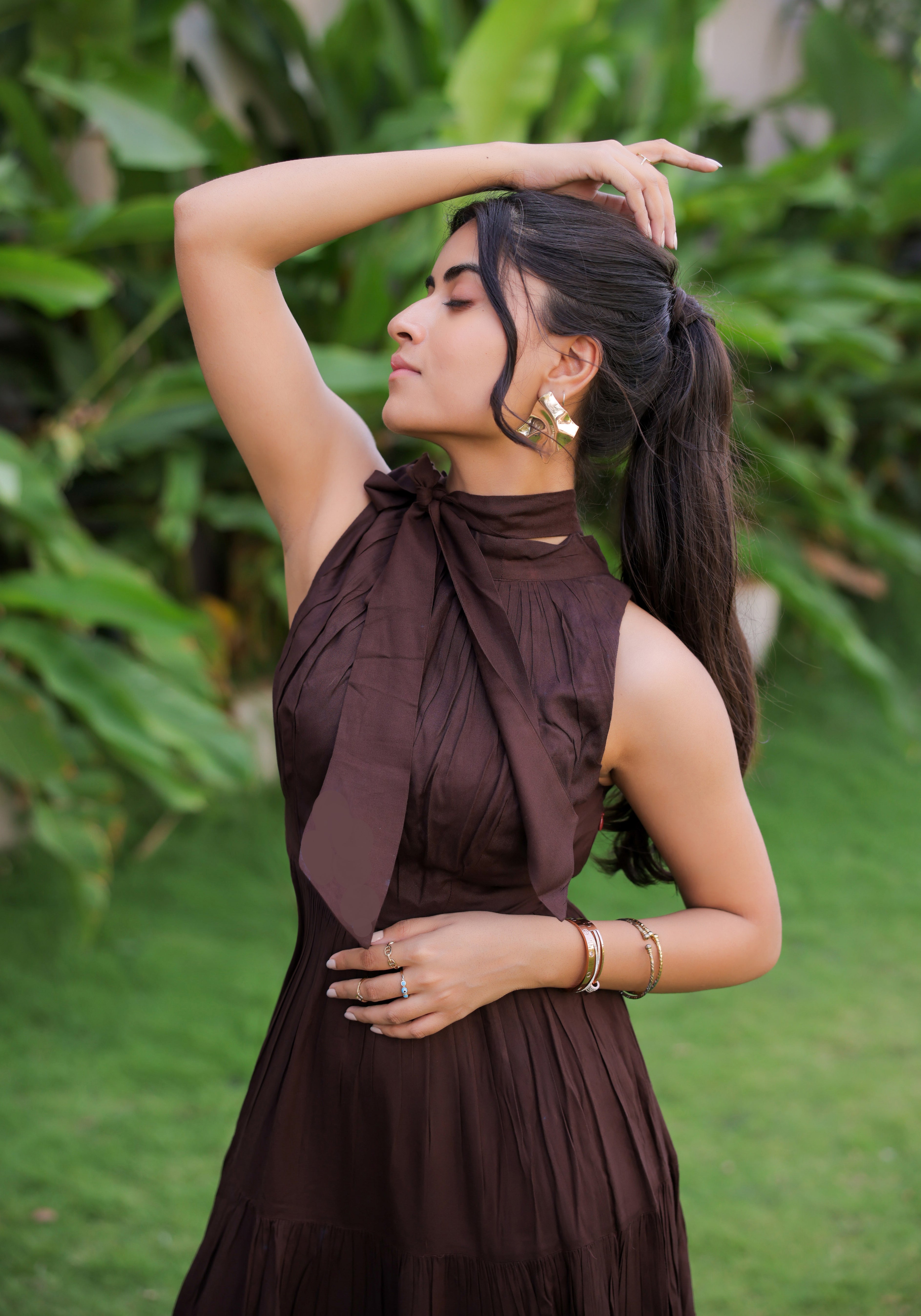 Dark Brown Tiered Maxi Dress