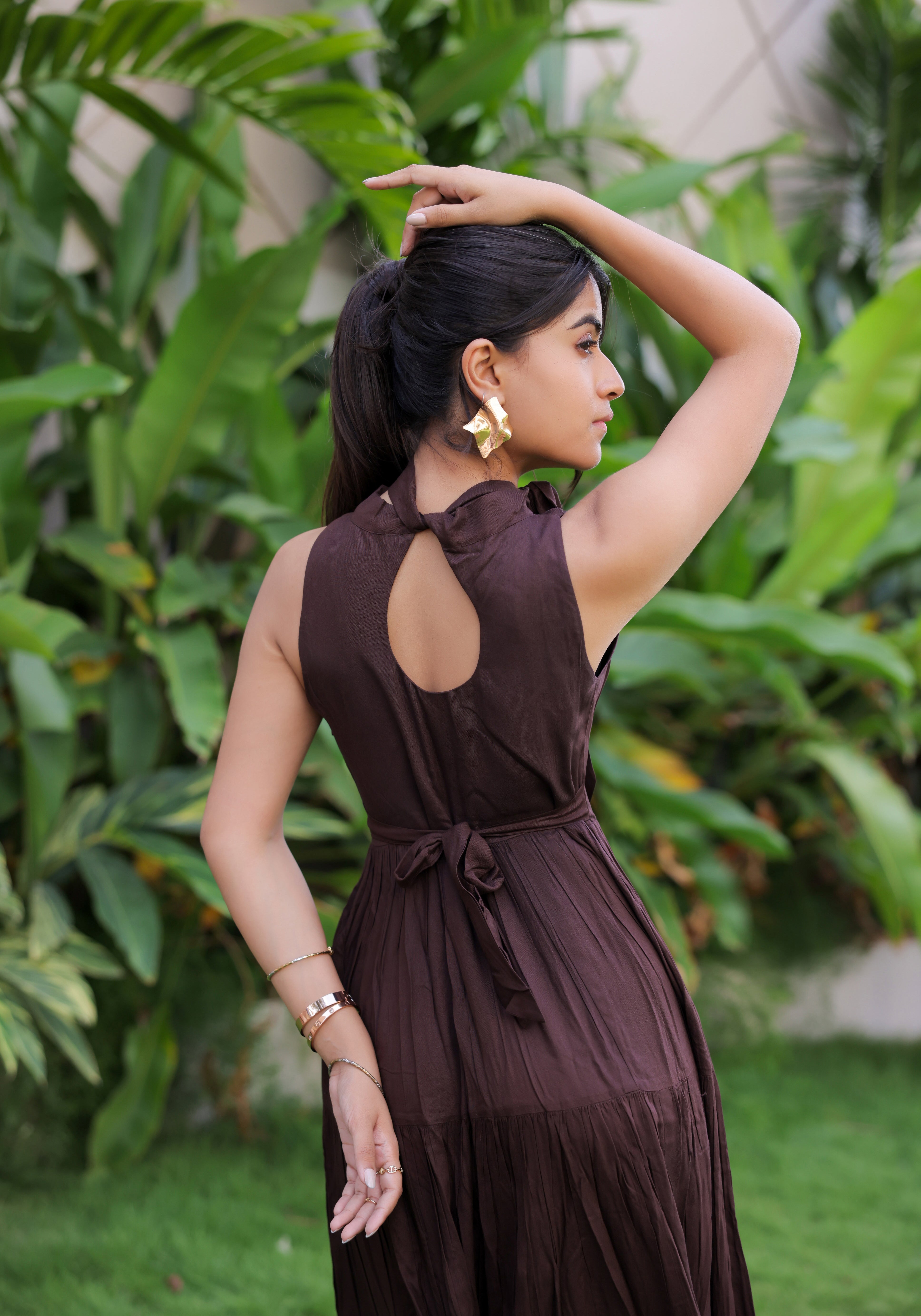 Dark Brown Tiered Maxi Dress
