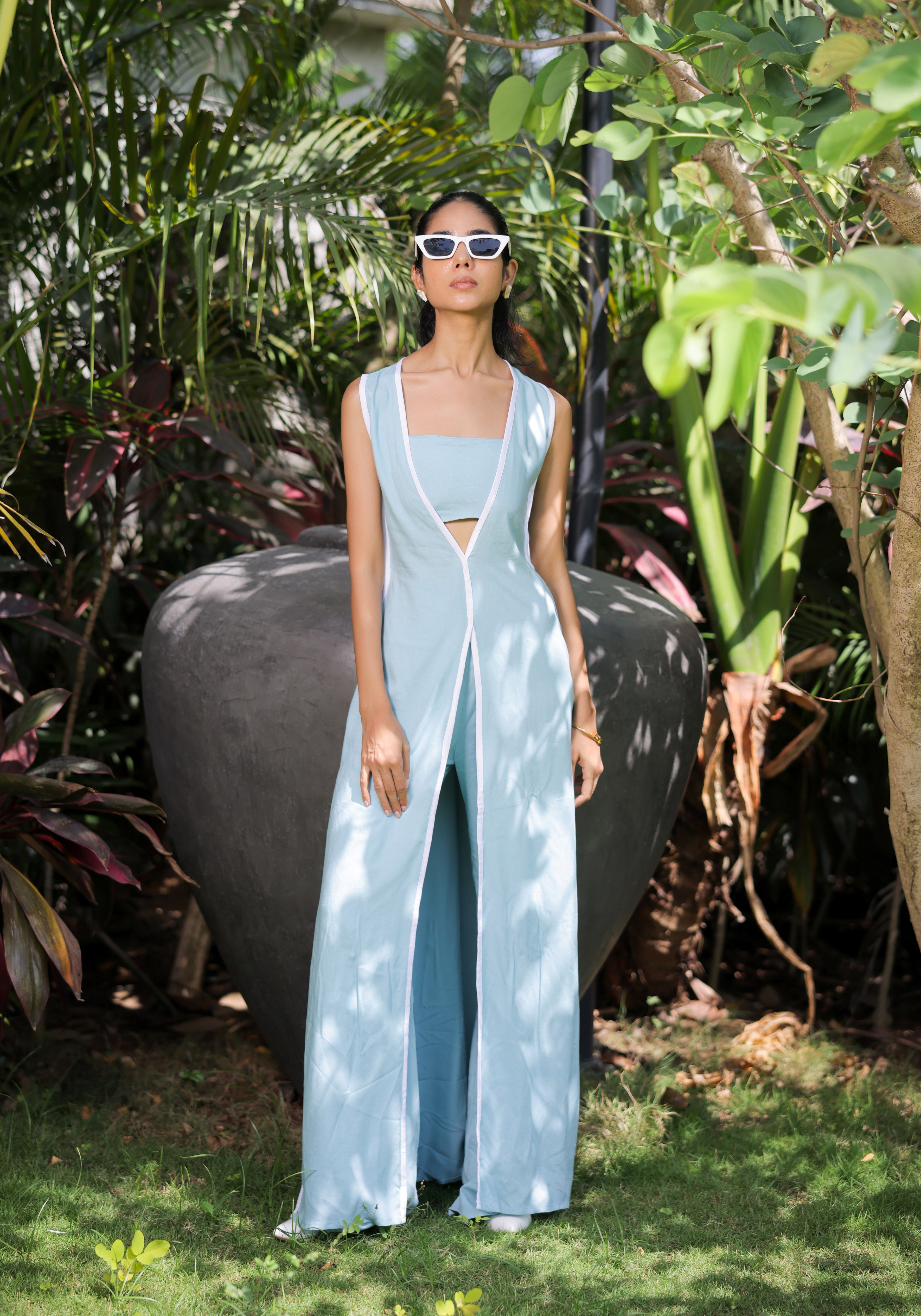 Sky Blue Cape Pant Set