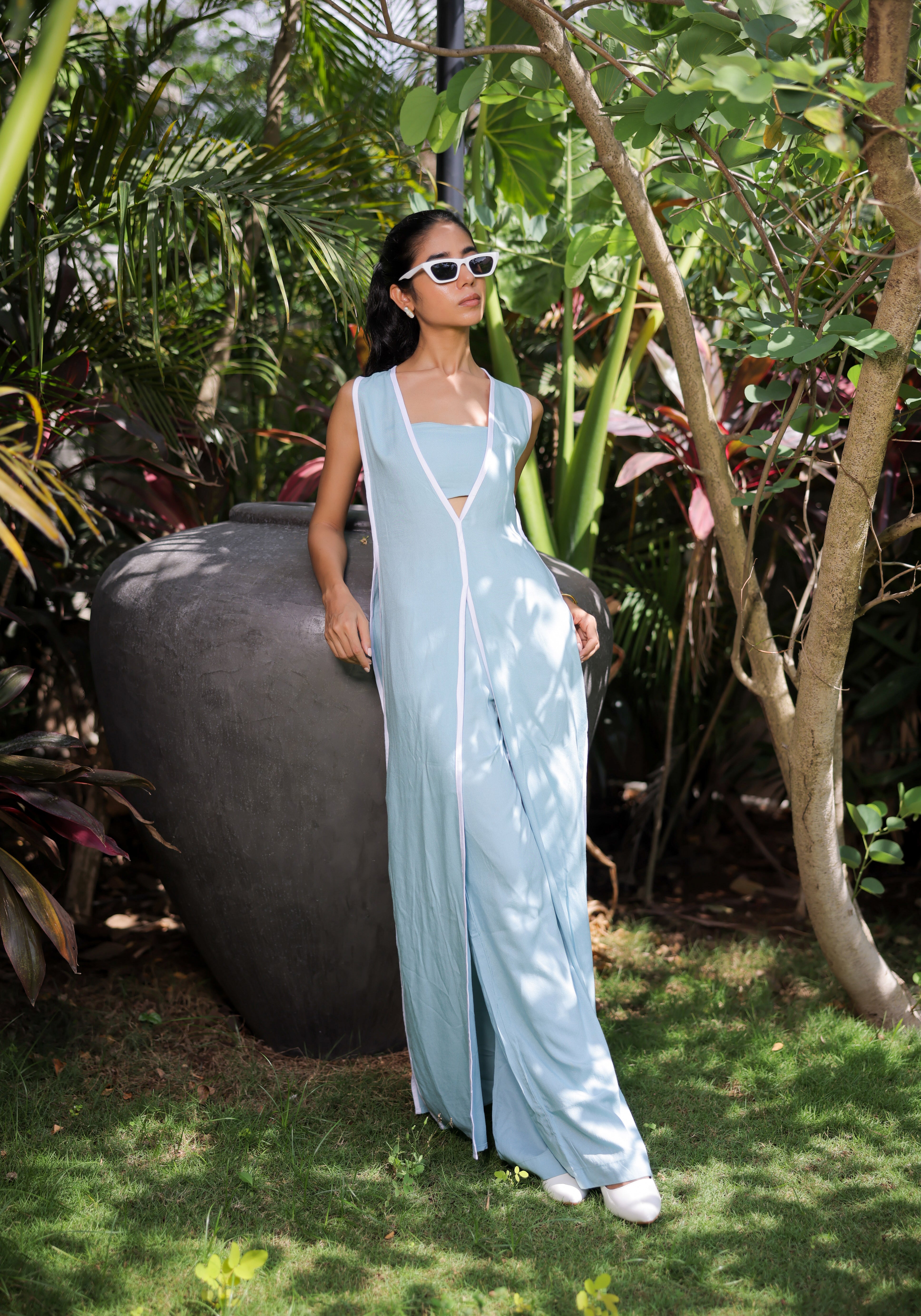 Sky Blue Cape Pant Set
