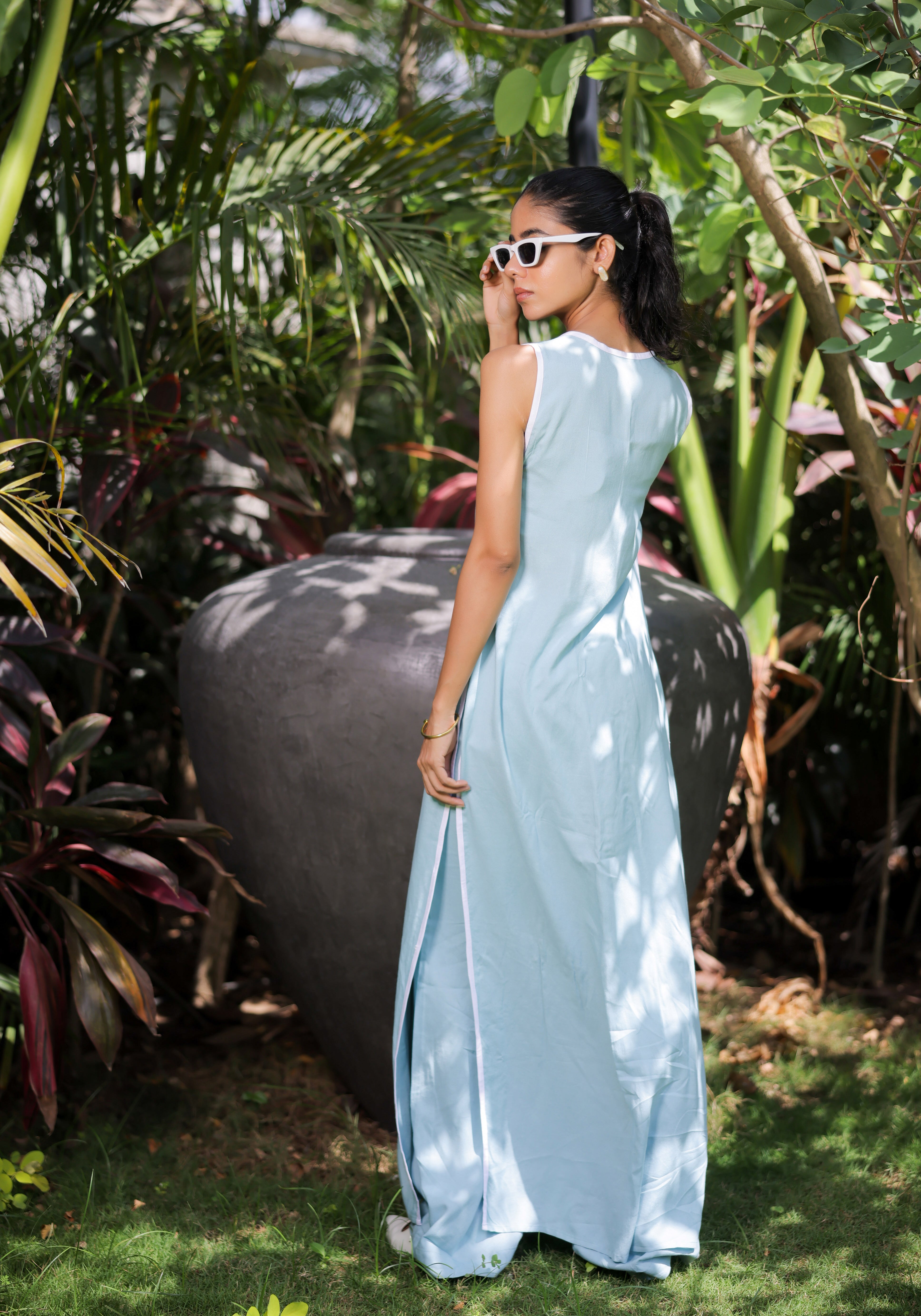 Sky Blue Cape Pant Set