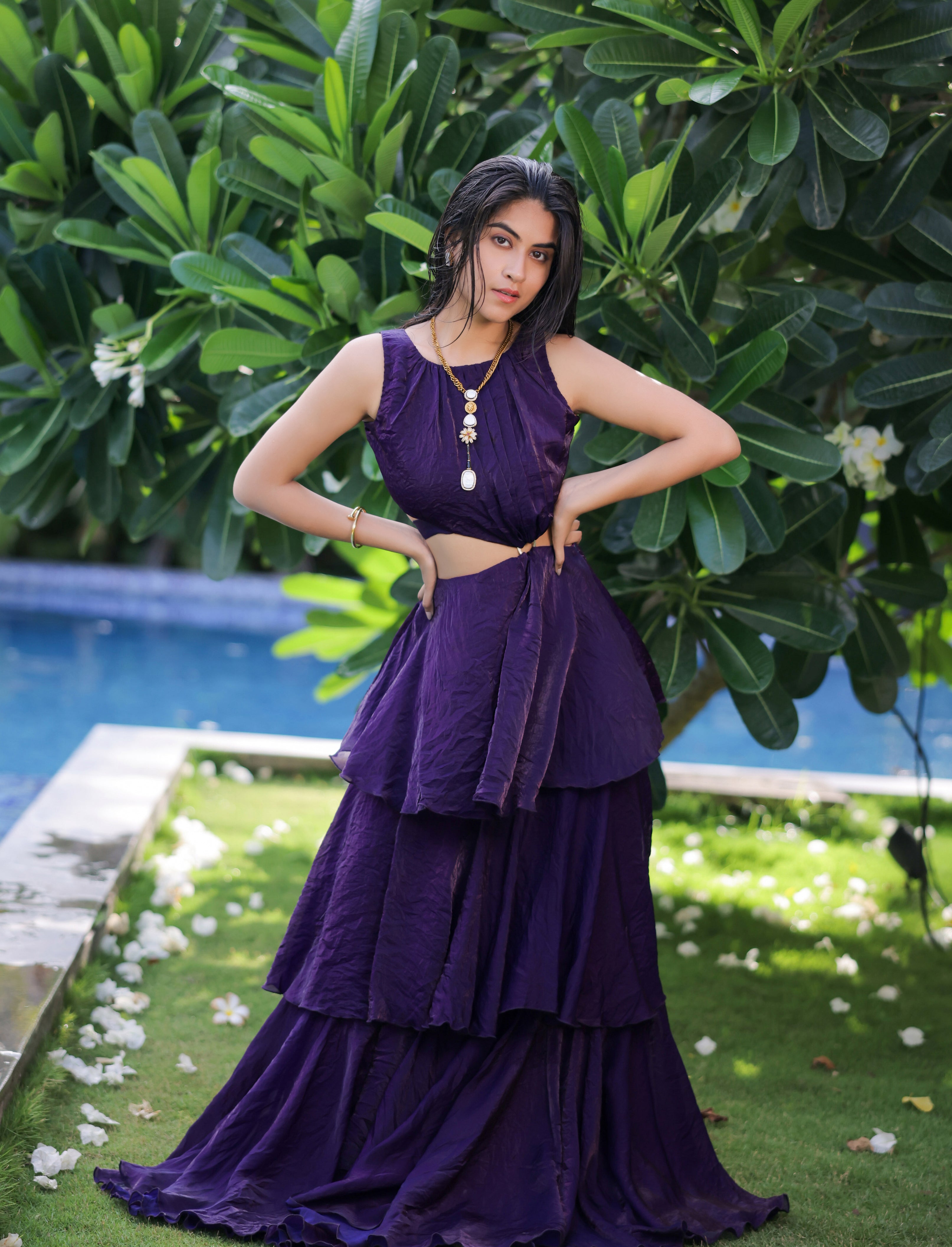 Purple Ruffle Maxi Dress