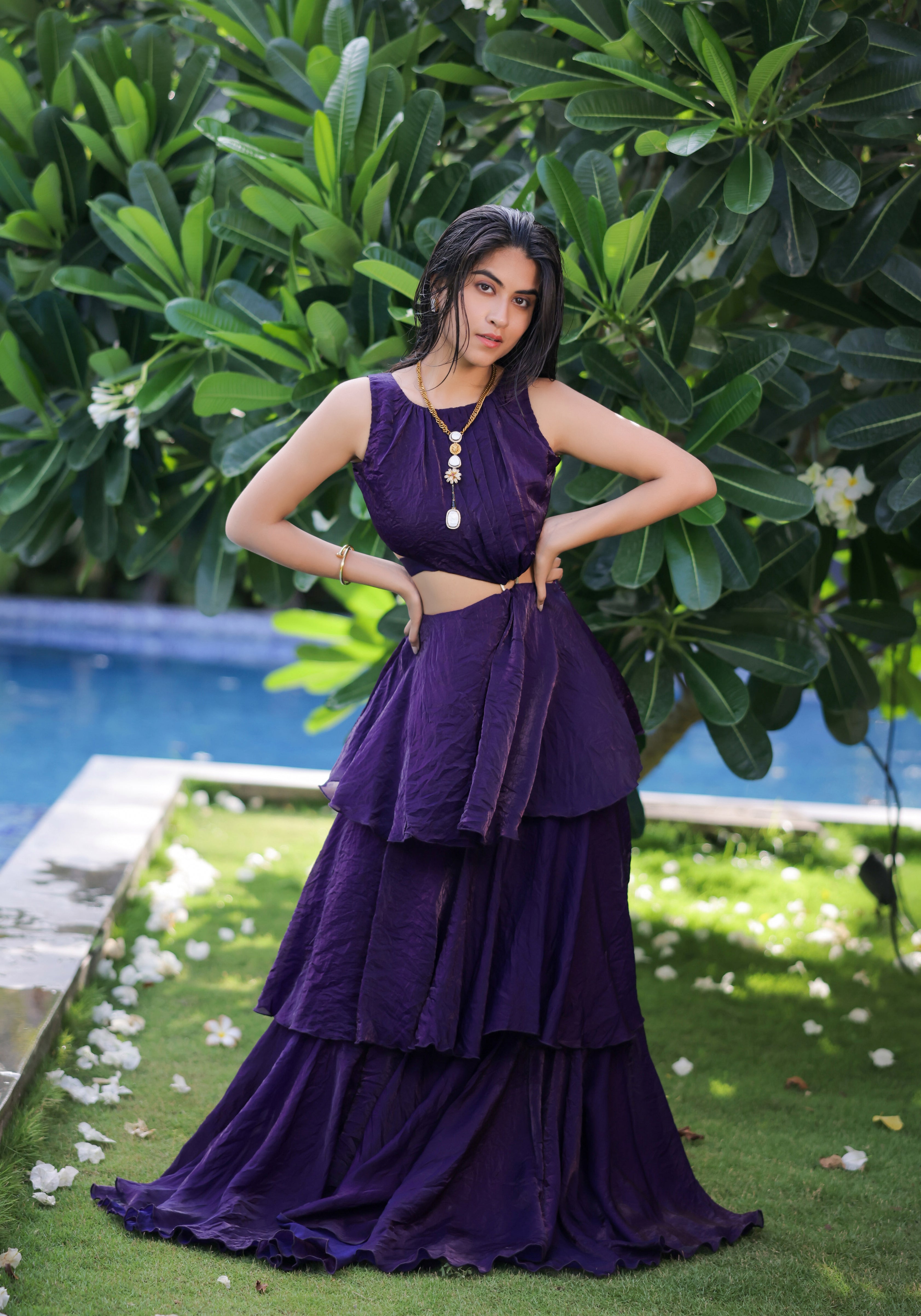 Purple Ruffle Maxi Dress