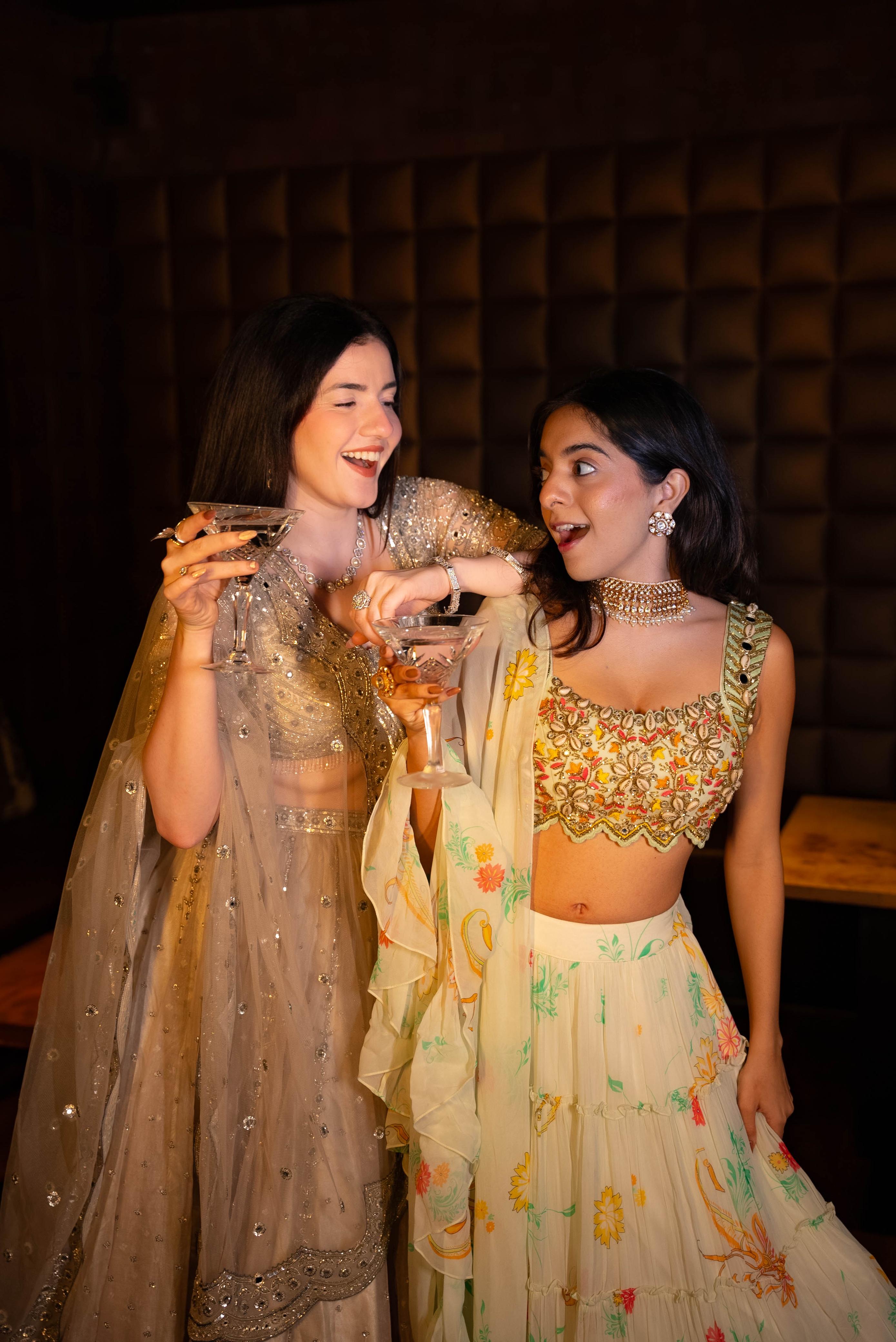 White Printed Tiered Lehenga Set